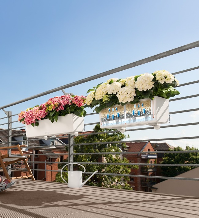 Balconera Cottage, elegancka donica z nawadnianiem, czarna, dł.50cm