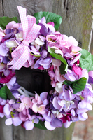 Fioletowa Hortensja wianek na drzwi, śr.27cm