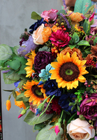 Jesienna Medium, bogata kompozycja / wiązanka nagrobna, wym.65x68cm  