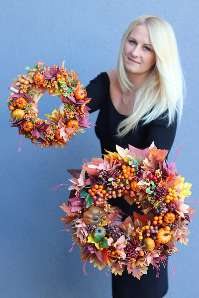 jesienny wianek z dyniami, Yrena, śr.37cm 