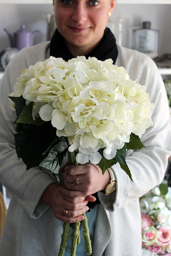 bukiet ecru hortensja, 5szt. wys.50cm 