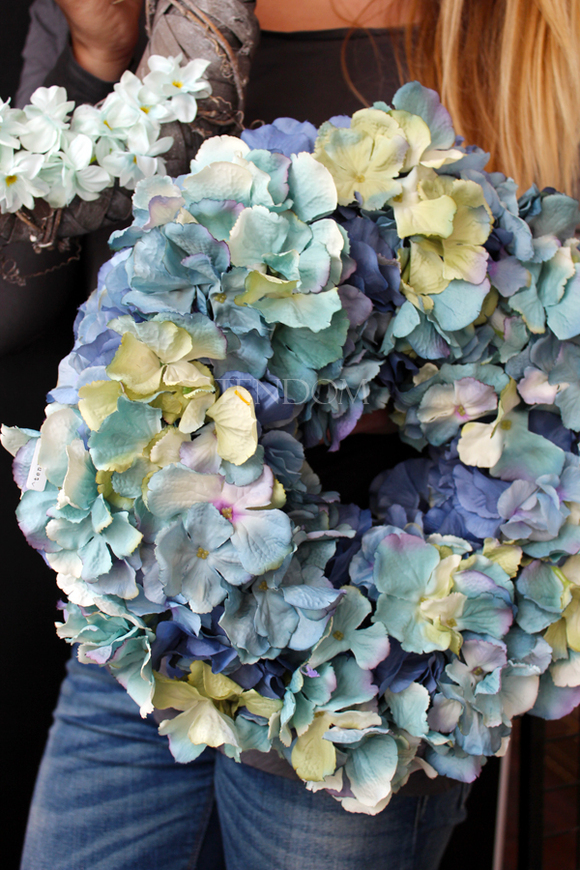 Morska Hortensja wianek na drzwi, śr.37cm 