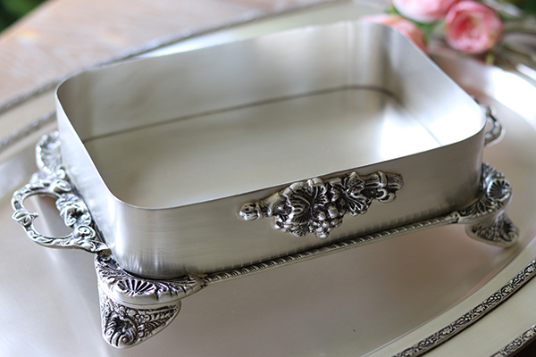 Abigail, taca / patera posrebrzana z wysokim brzegiem, wym.7x17x27cm