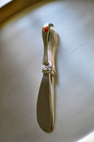 grubo srebrzony nożyk do masła z bursztynem Amber, dł.13cm