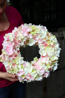 Bladoróżowa Hortensja wianek na drzwi, śr.37cm 