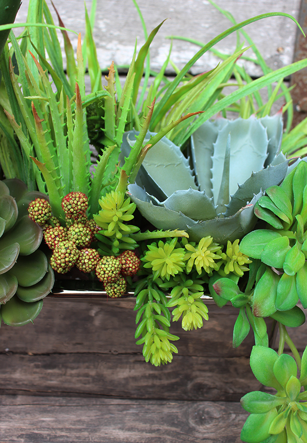 Anya 2, piękna kompozycja Sukulenty w lustrzanej donicy, wys.38cm