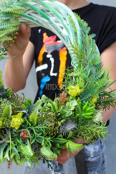 prześliczny wianek na drzwi Sukulenty, śr.40cm