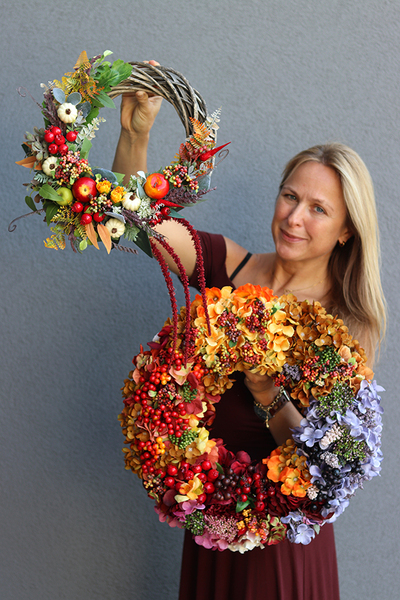 Jesienny Dom, wianek na drzwi z owocami, śr.30cm 