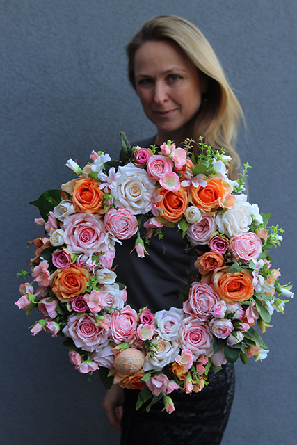 elegancki dekoracyjny wianek na drzwi, Rellina, śr.40cm