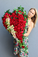 duża kompozycja / wiązanka nagrobna, Różane Serce, dł.100cm