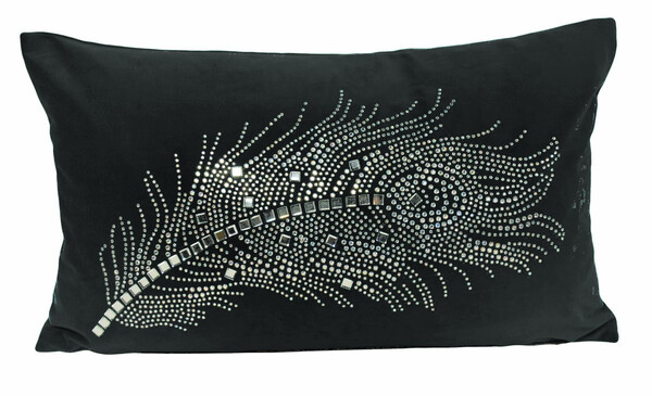 Feather Black, elegancka poszewka na poduszkę, 30x50cm