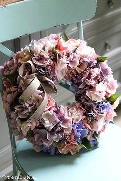 bogaty wianek z hortensji, Delicata, śr.36cm