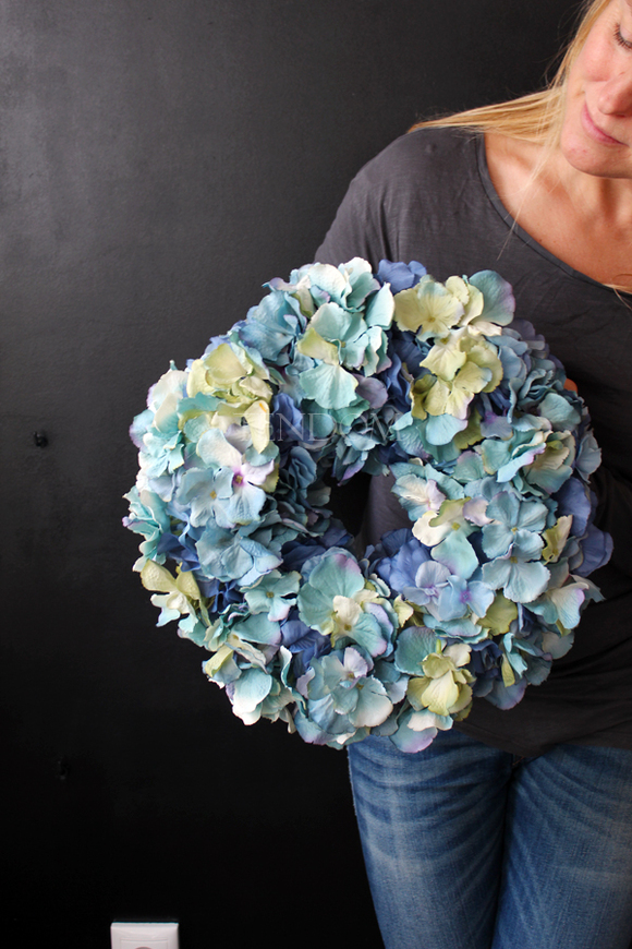 Morska Hortensja wianek na drzwi, śr.37cm 