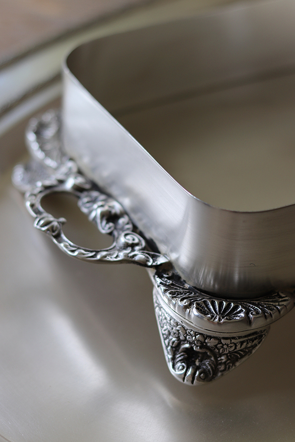 Abigail, taca / patera posrebrzana z wysokim brzegiem, wym.7x17x27cm