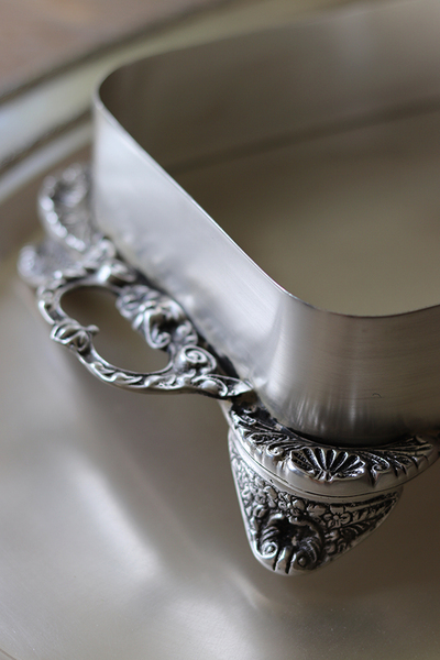 Abigail, taca / patera posrebrzana z wysokim brzegiem, wym.7x17x27cm