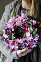 Fioletowa Hortensja wianek na drzwi, śr.27cm