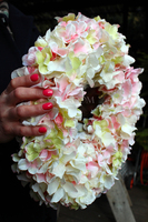 Bladoróżowa Hortensja wianek na drzwi, śr.37cm 