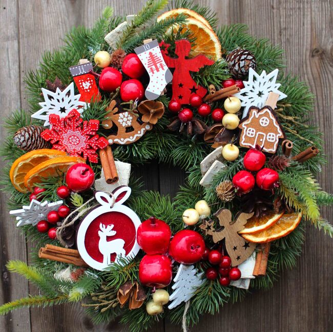 bożonarodzeniowy wianek stroik Przytulne Domostwo śr.29cm  