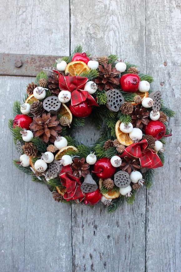 Pora na Święta, dekoracyjny wianek na drzwi, śr.27cm