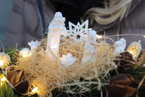 elegancki wianek na stół / stroik Szopka Bożonarodzeniowa, śr.27cm