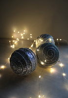 błyszczące szaro - srebrne bombki Dekoria, śr 9cm, kpl. 12szt.