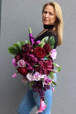 Eulalia, barwny bukiet / wiązanka nagrobna, dł.60cm