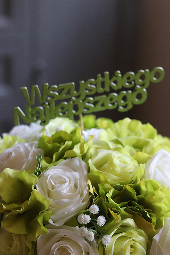 BestWishes, napis - życzenia do kompozycji, Wszystkiego Najlepszego, wym.5x17cm