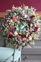 kwiatowy wianek z jagodami, Heather Bordo, wym.33cm