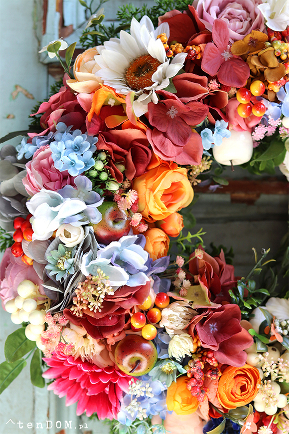 barwny kwiatowy wianek, Piękno Kwiatów 2, śr.38cm