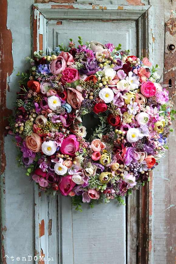 bogaty kwiatowy wianek, Perrasa Medium 2, śr.50cm  