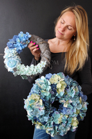 Morska Hortensja wianek na drzwi, śr.37cm 