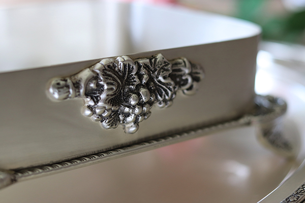 Abigail, taca / patera posrebrzana z wysokim brzegiem, wym.7x17x27cm