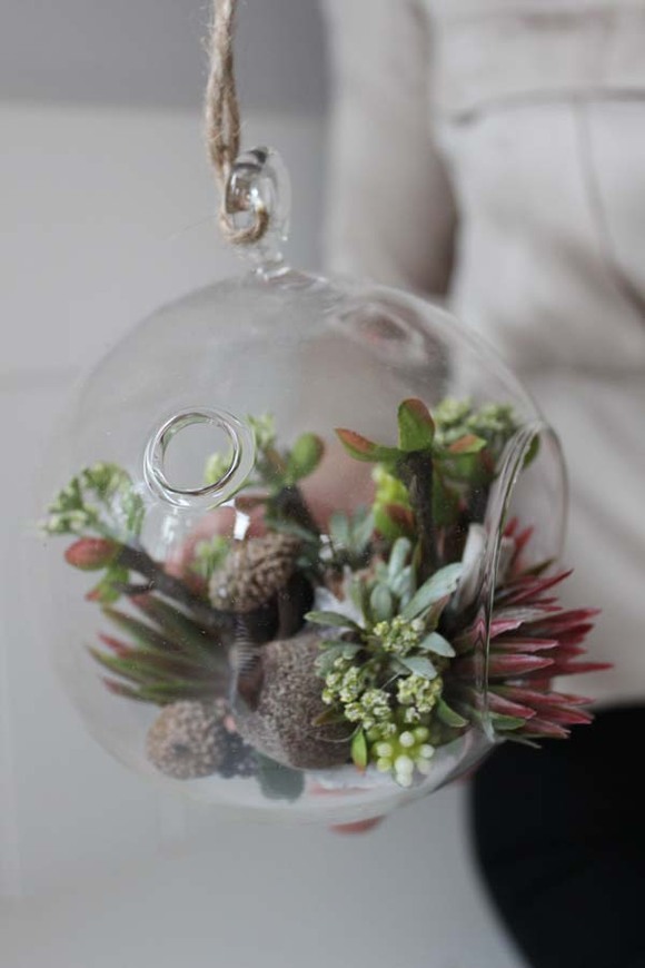 dekoracja mini w szklanej kuli / zawieszka, Gardenia Orchid B, śr.13cm