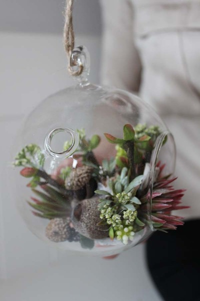 dekoracja mini w szklanej kuli / zawieszka, Gardenia Orchid B, śr.13cm