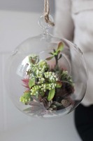 dekoracja mini w szklanej kuli / zawieszka, Gardenia Orchid B, śr.13cm