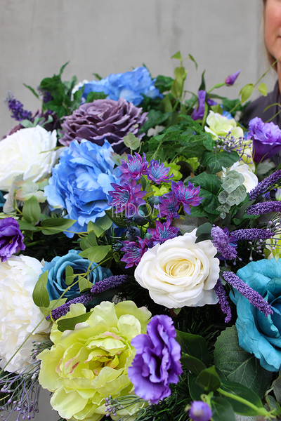 dekoracja / wiązanka nagrobna XL Niebieska, dł.100cm