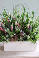 kompozycja z trawami w białej donicy, Refani, wys.45cm