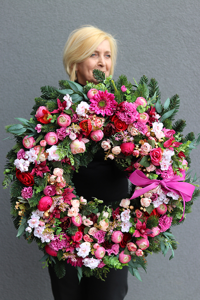 Neron XXL 2, ogromny wieniec / wiązanka nagrobna, śr.77cm