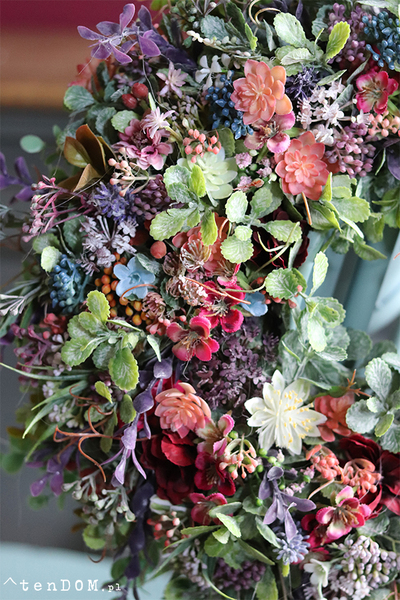 kwiatowy wianek z jagodami, Heather Bordo, wym.33cm 