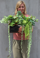 Anya 3, piękna kompozycja Sukulenty w lustrzanej donicy, wys.34cm