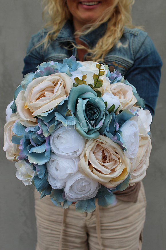 Sarmacja kompozycja kwiatowa w lustrzanym naczyniu/ bukiet wys.28cm