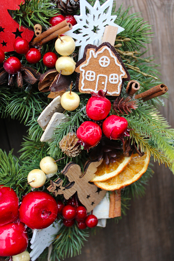 bożonarodzeniowy wianek stroik Przytulne Domostwo śr.29cm  