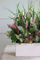 kompozycja z trawami w białej donicy, Refani, wys.45cm