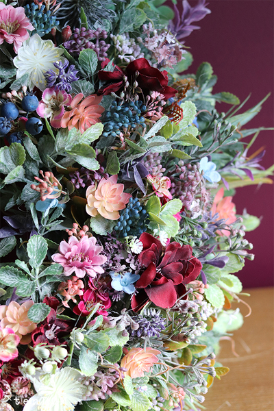 kwiatowy wianek z jagodami, Heather Bordo, wym.33cm 