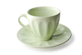 OD RĘKI Les Pastels, zielona filiżanka ze spodkiem, 6szt. poj.165ml