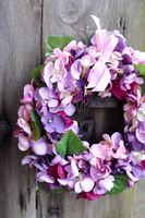 Fioletowa Hortensja wianek na drzwi, śr.27cm