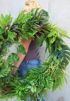 bardzo duży wianek na drzwi, Monstera Leaves, śr.95cm 