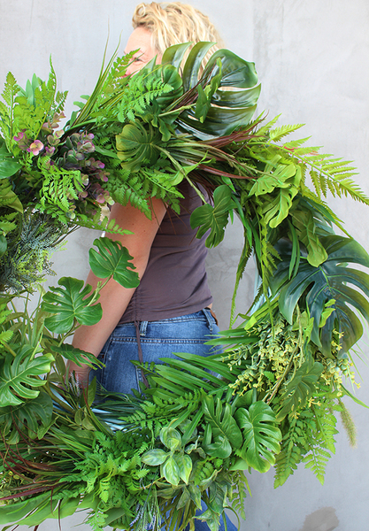 bardzo duży wianek na drzwi, Monstera Leaves, śr.95cm 