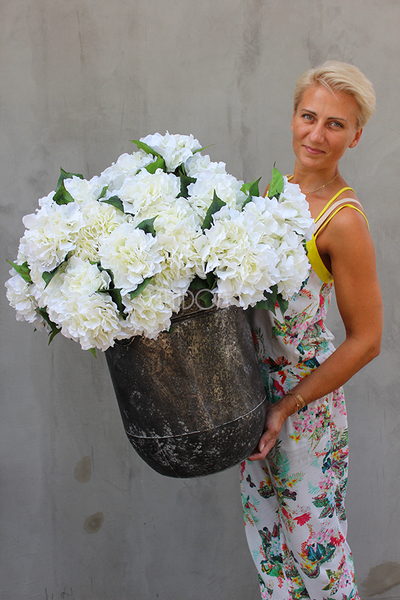 kompozycja kwiatowa Grigio biała hortensja XL, wys.70cm