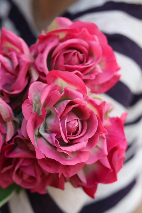 bukiet Premium, róże jak żywe, różowe, 6szt, dł.70cm